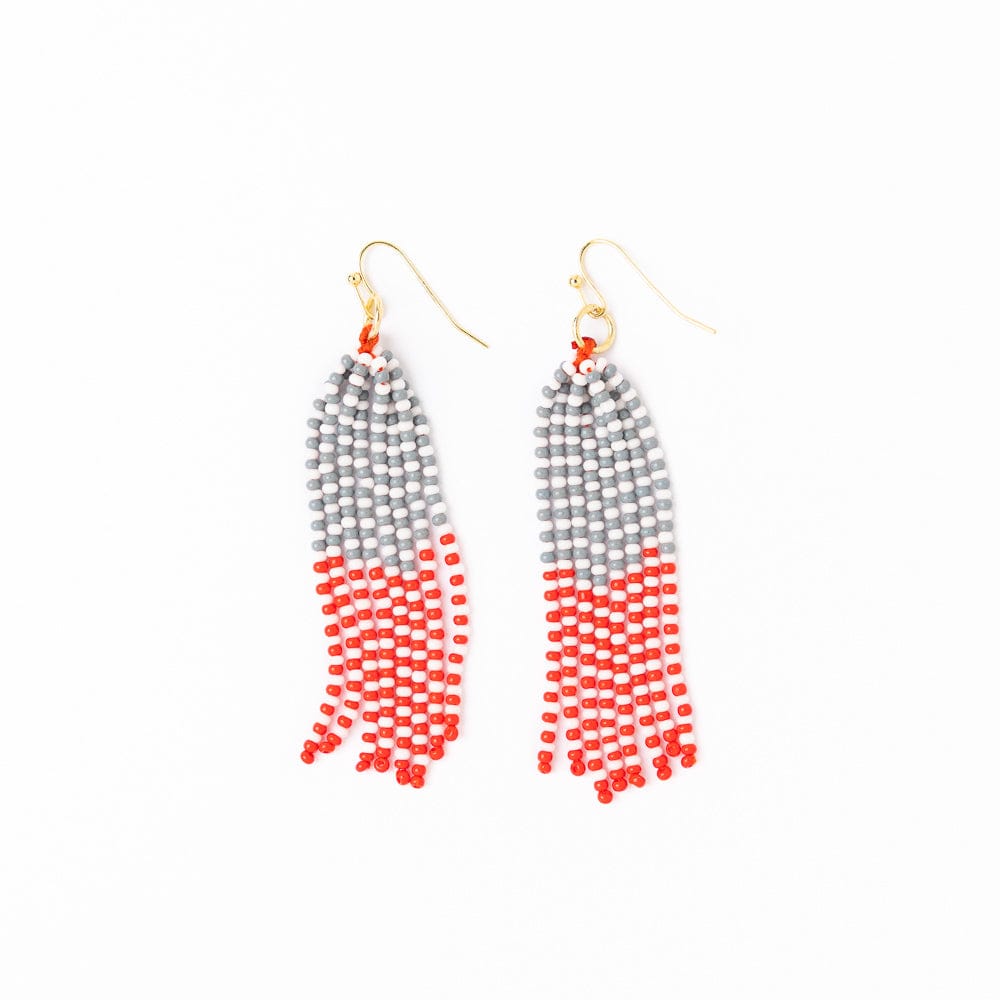 Game Day Tassel Seed Bead Earrings Scarlet + Gray Wholesale