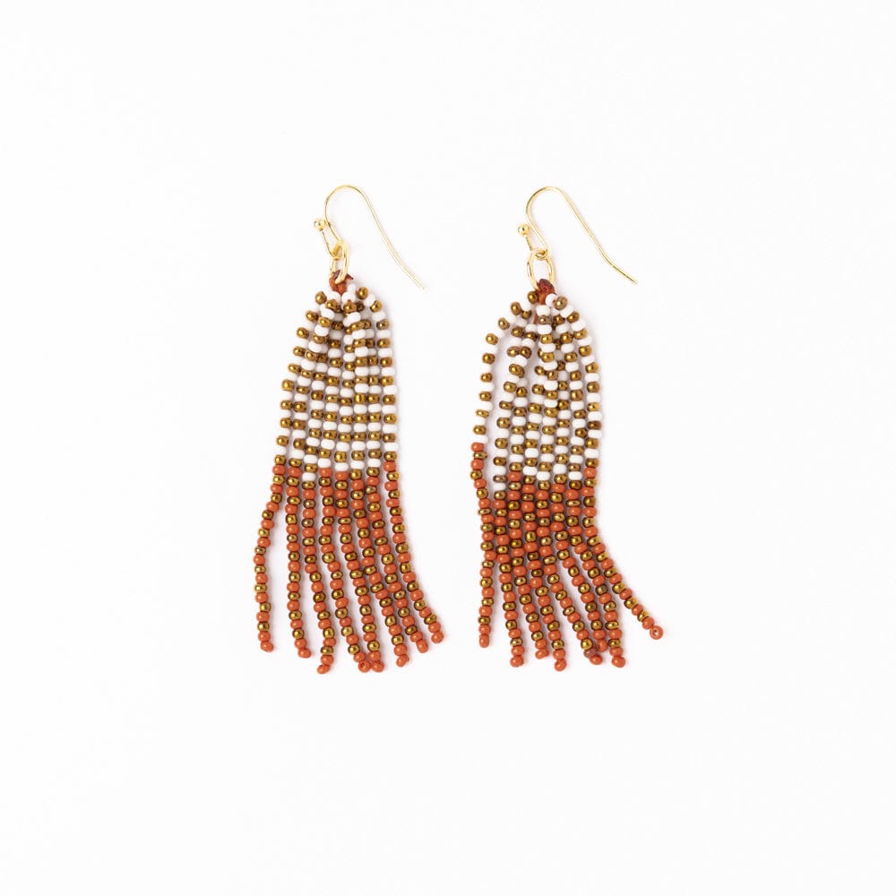 Game Day Tassel Seed Bead Earrings Burnt Orange Wholesale