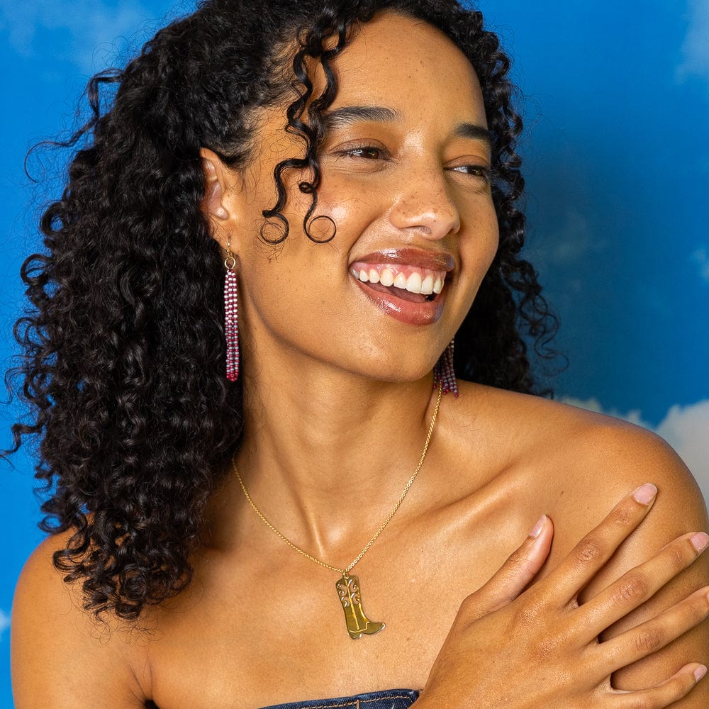 Game Day Tassel Seed Bead Earrings Maroon + White Wholesale