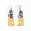 Abbey Tassel Alternating Seed Bead Earring Yellow And Ivory