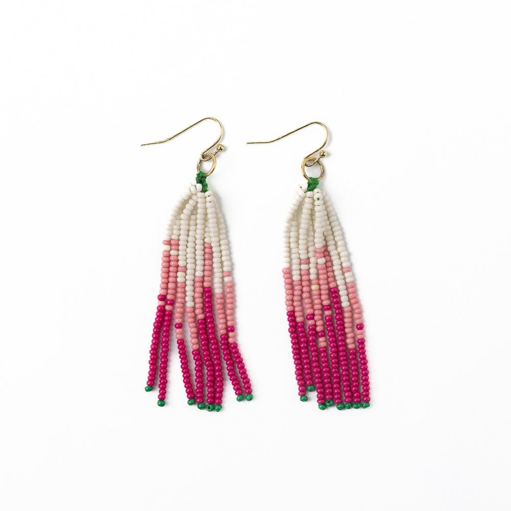 Abbey Tassel Ombre Seed Bead Earring Hot Pink