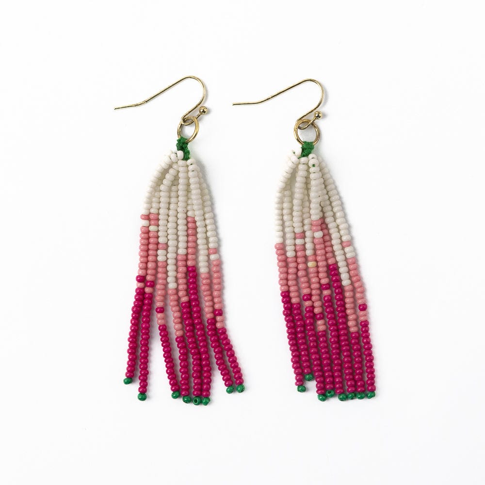 Abbey Tassel Ombre Seed Bead Earring Hot Pink