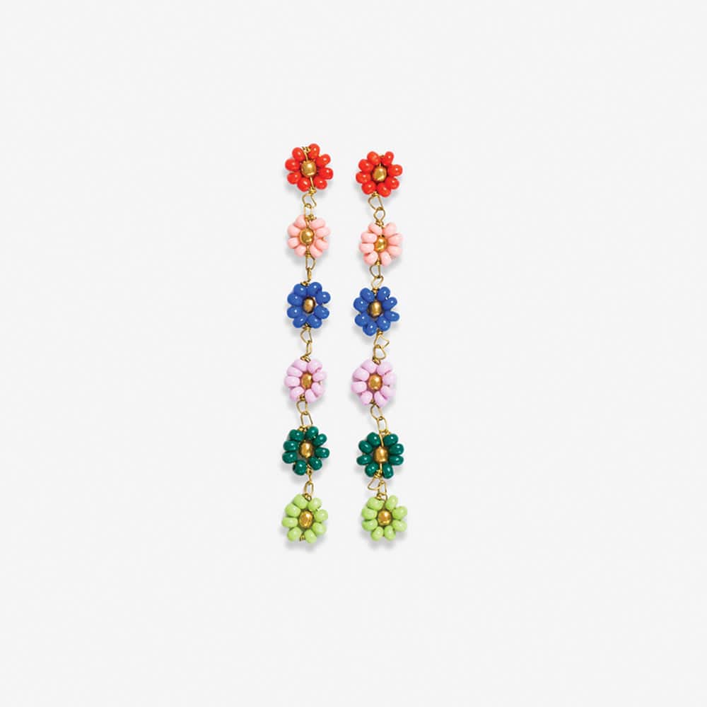 Amanda Multicolor Flower Beaded Dangle Earrings Rio Wholesale