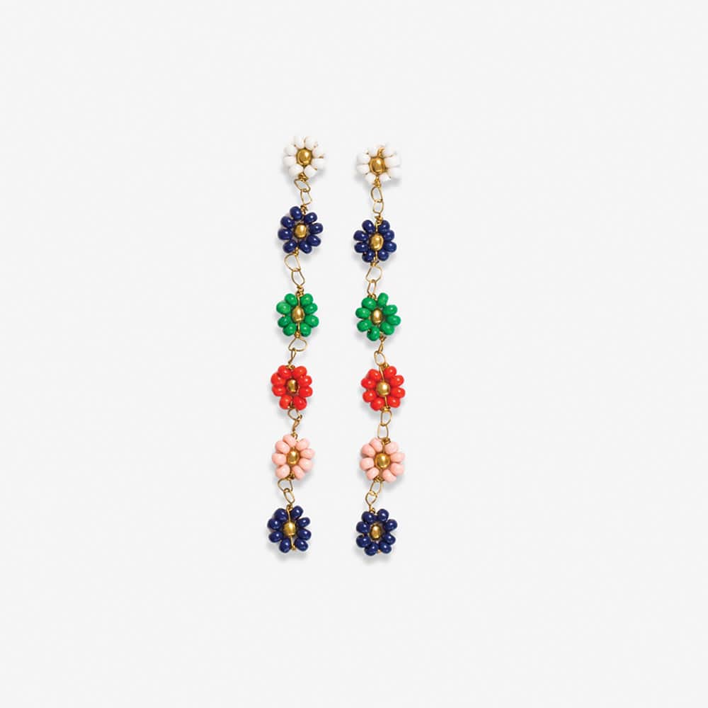 Amanda Multicolor Flower Beaded Dangle Earrings St. Tropez Wholesale