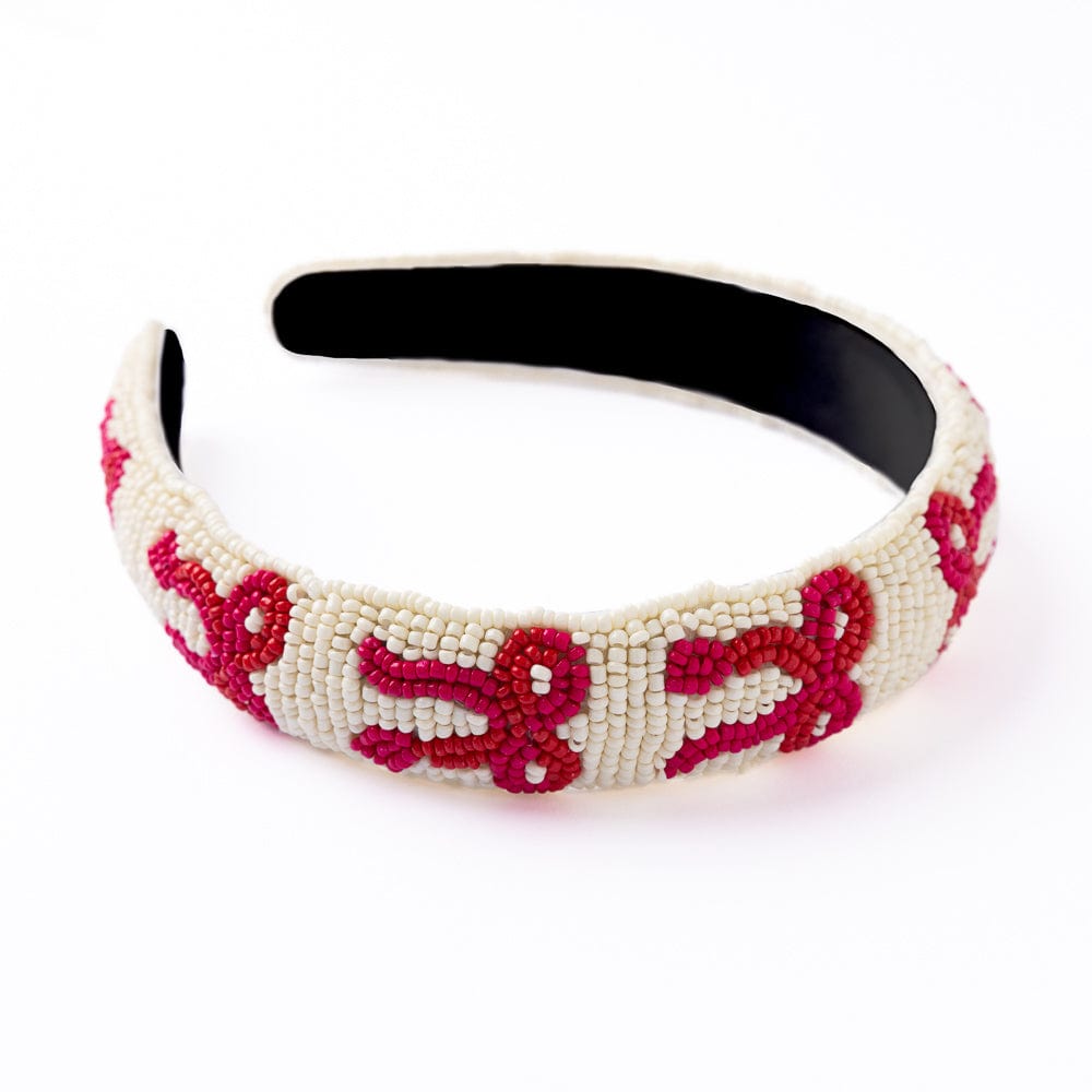 Stevie Beaded Bow Headband Red + Magenta Wholesale
