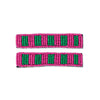 Anna Two-Tone Striped Beaded 2 Pack Hair Clips Hot Pink Wholesale