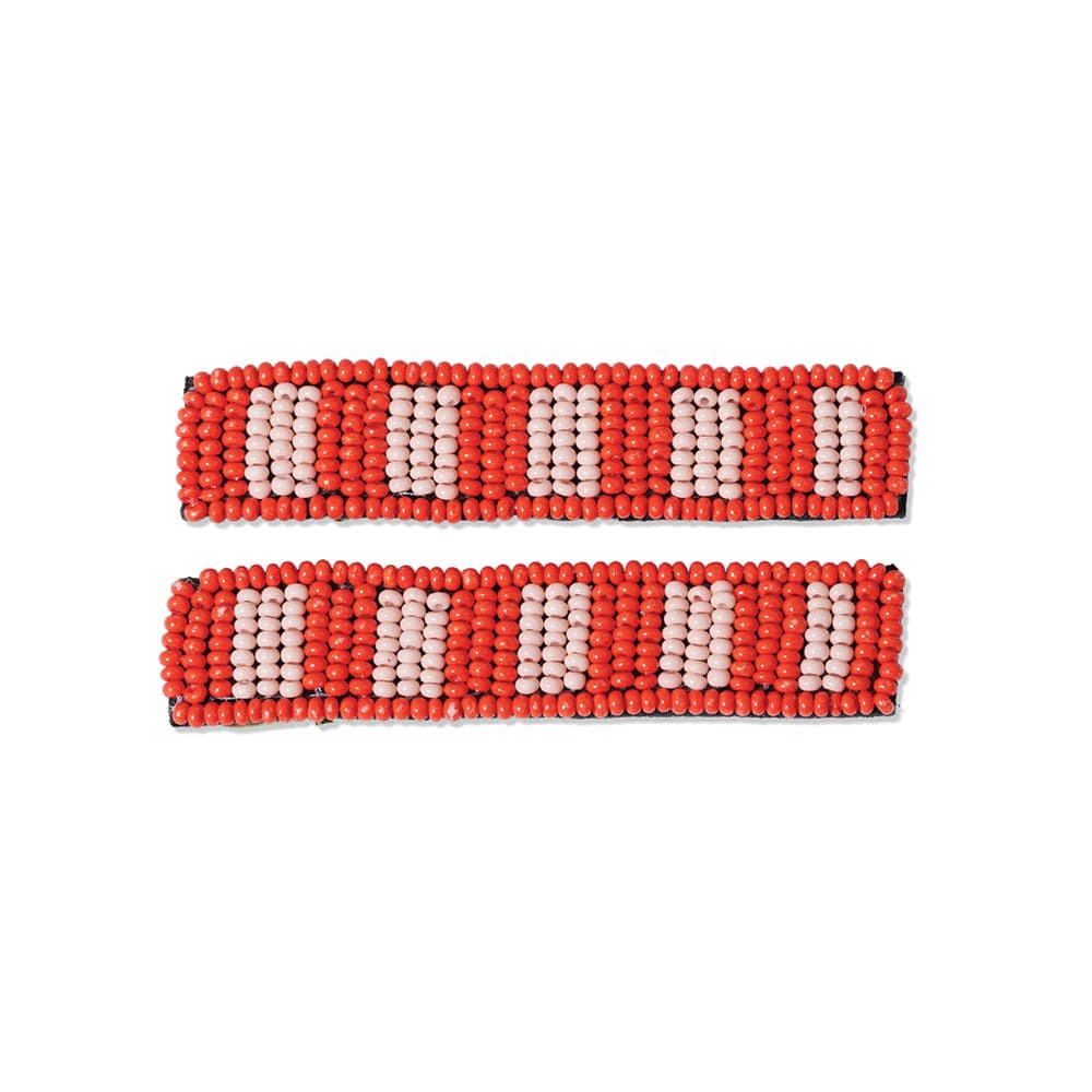 Anna Two-Tone Striped Beaded 2 Pack Hair Clips Poppy Wholesale
