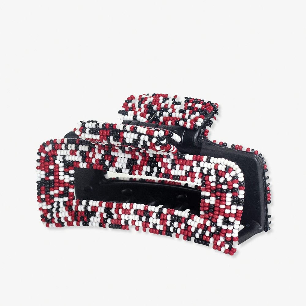 Lola Game Day Confetti Beaded Hair Claw Clip Red and Black Wholesale