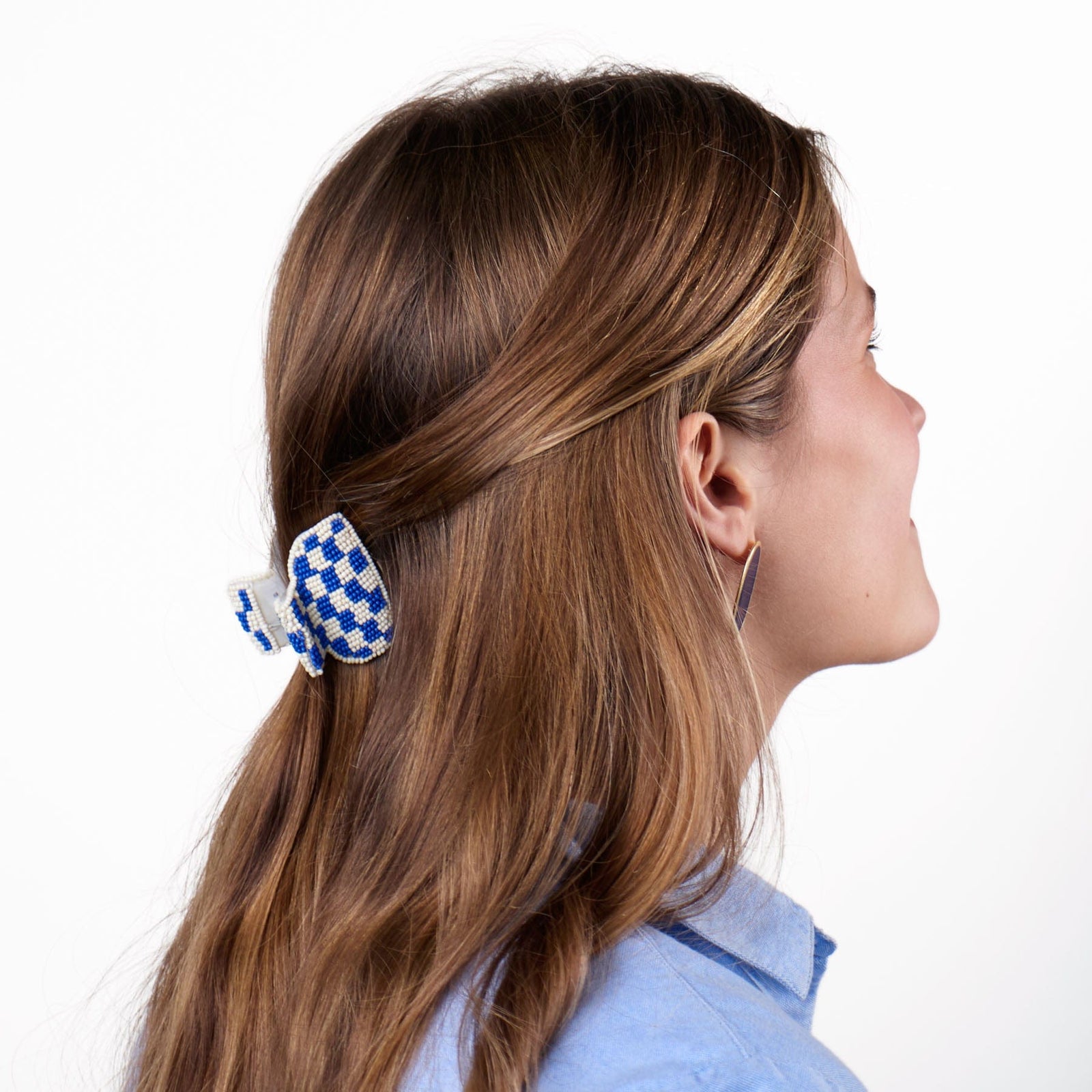 Gia Petite Multi-Color Checked Claw Ivory + Lapis Check Wholesale