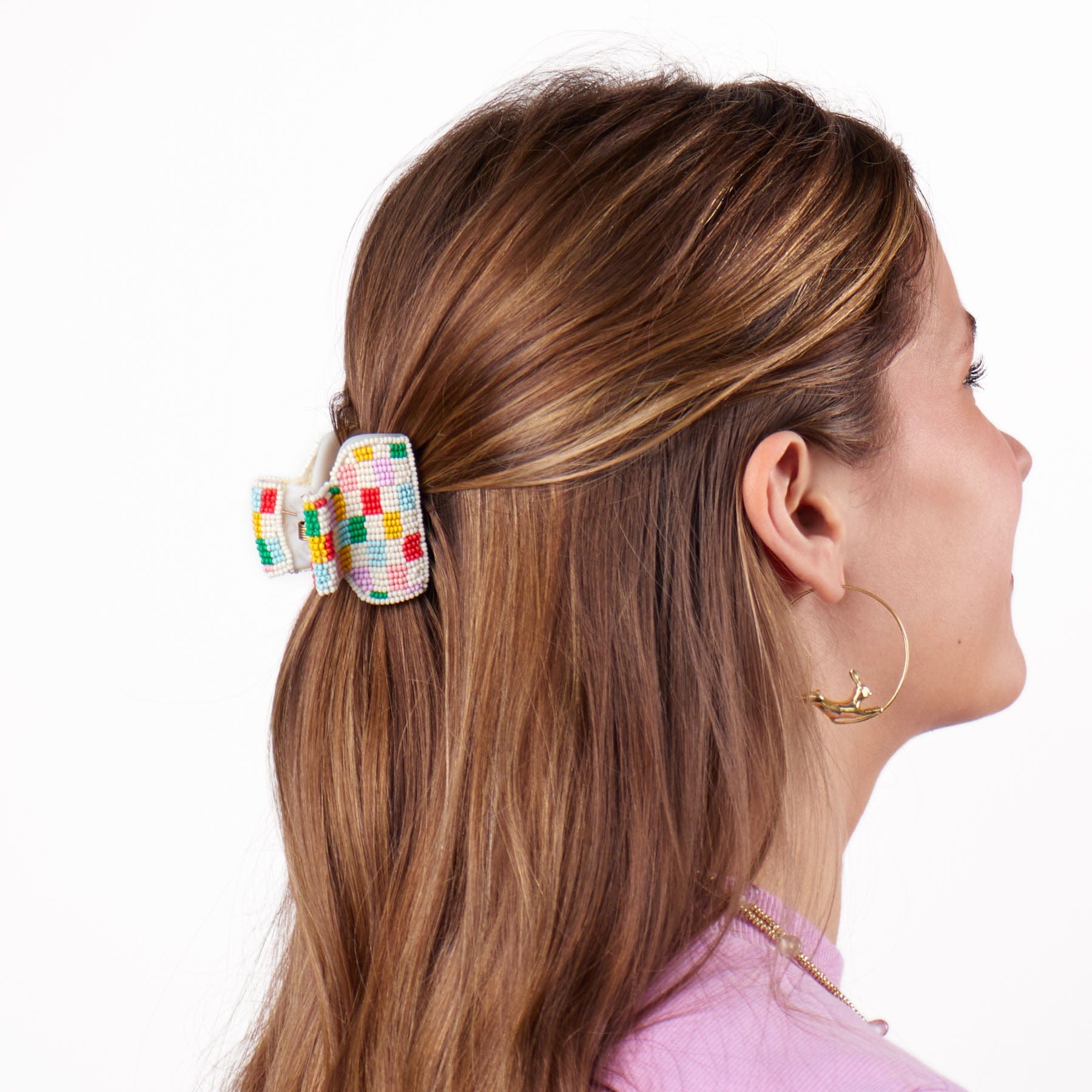 Gia Petite Multi-Color Checked Claw Light-Check Wholesale