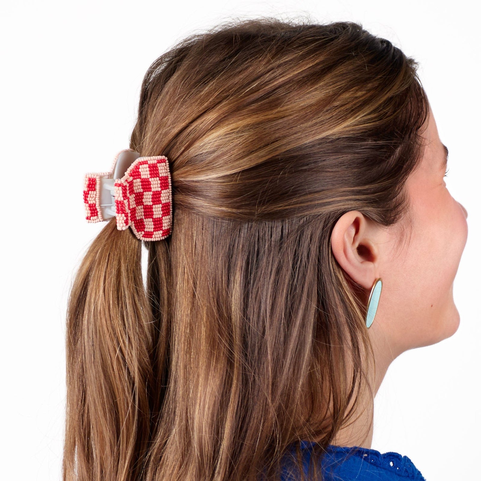 Gia Petite Multi-Color Checked Claw Red + Light Pink Check Wholesale