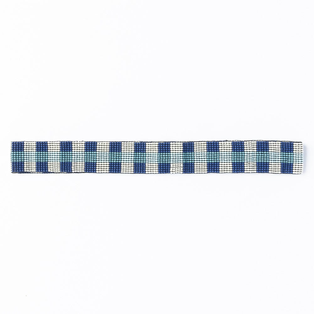 Ryan Gingham Beaded Hatband Blue