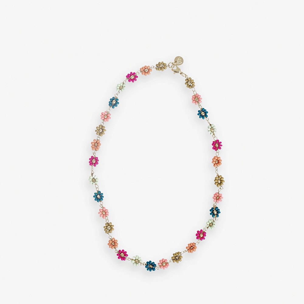 Amanda Multi Color Flowers Beaded Necklace Rainbow Wholesale