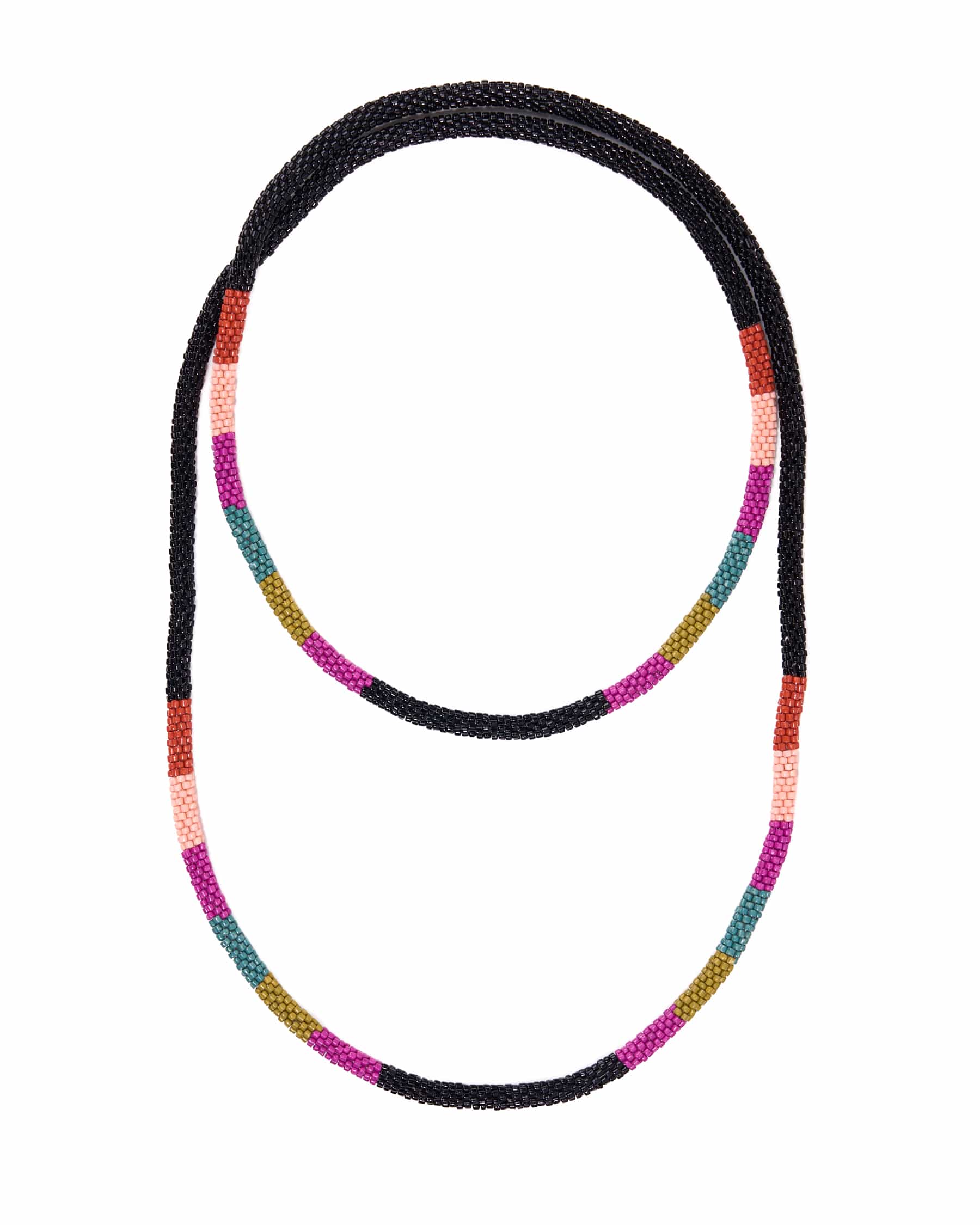 Allie Seed Bead Long Necklace Muted