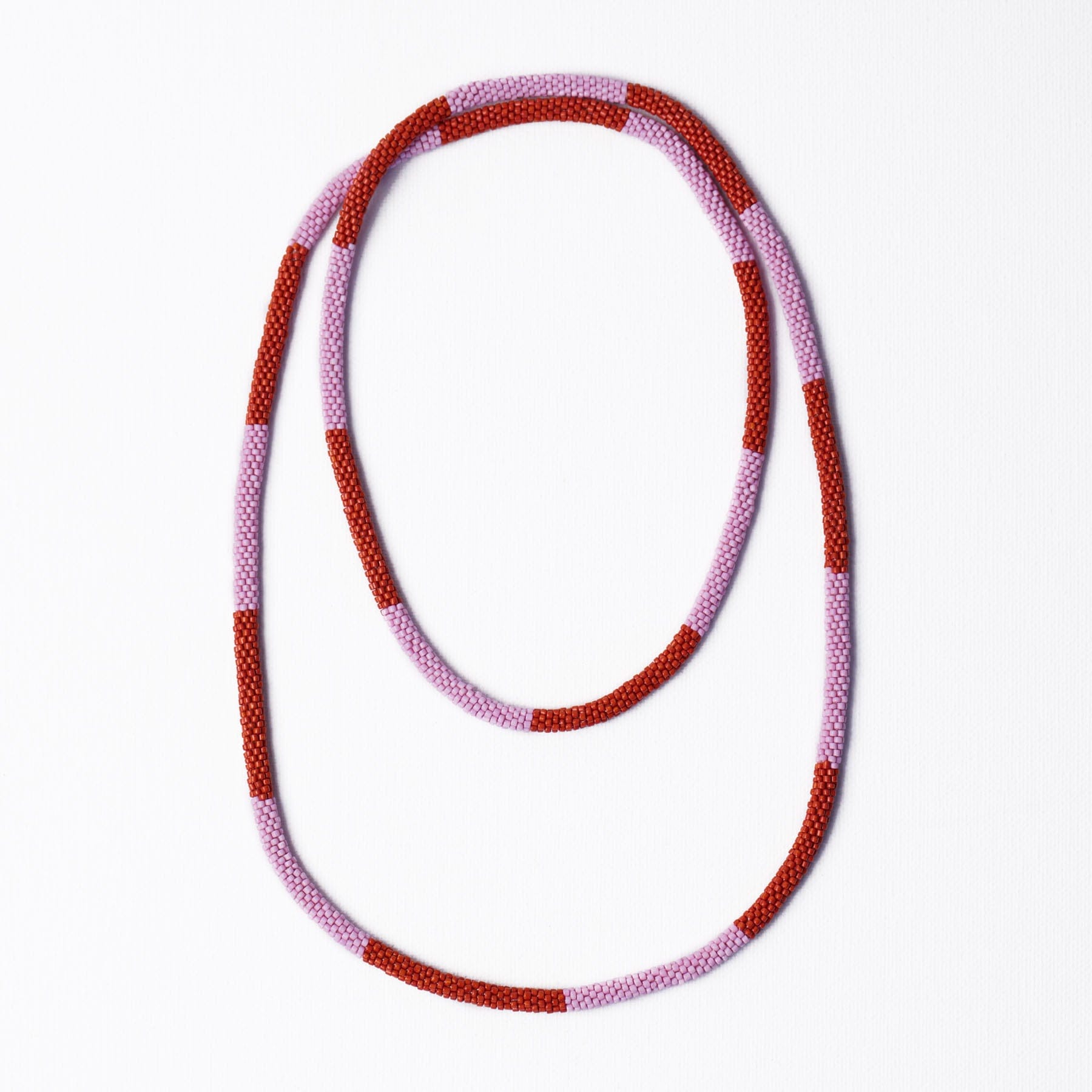 Allie Seed Bead Long Necklace Lavender + Rust Wholesale