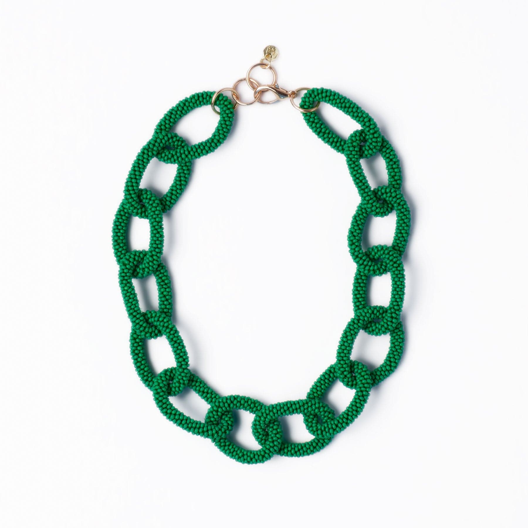 Jenna Chain Link Beaded Necklace Kelly Green Wholesale