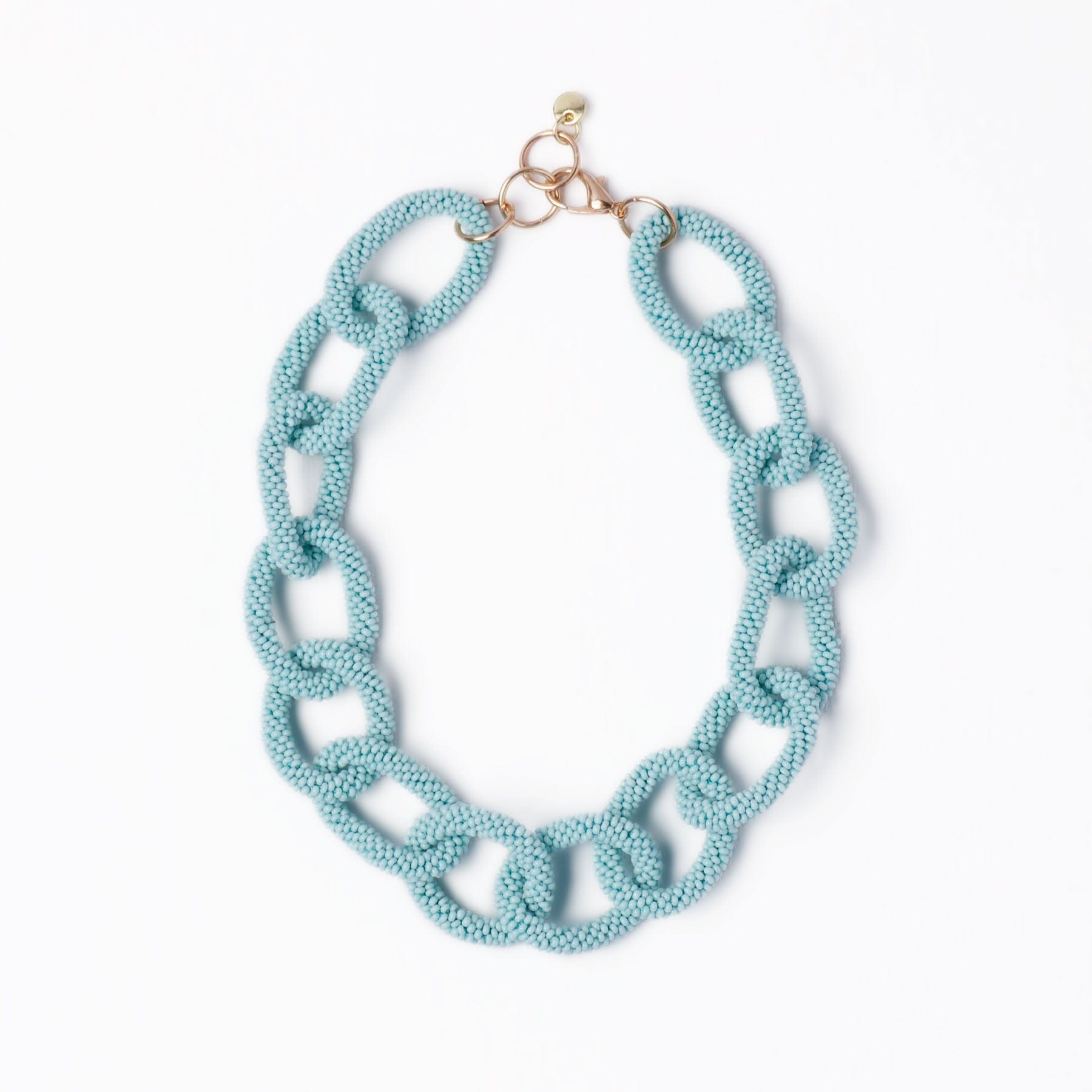 Jenna Chain Link Beaded Necklace Light Blue Wholesale