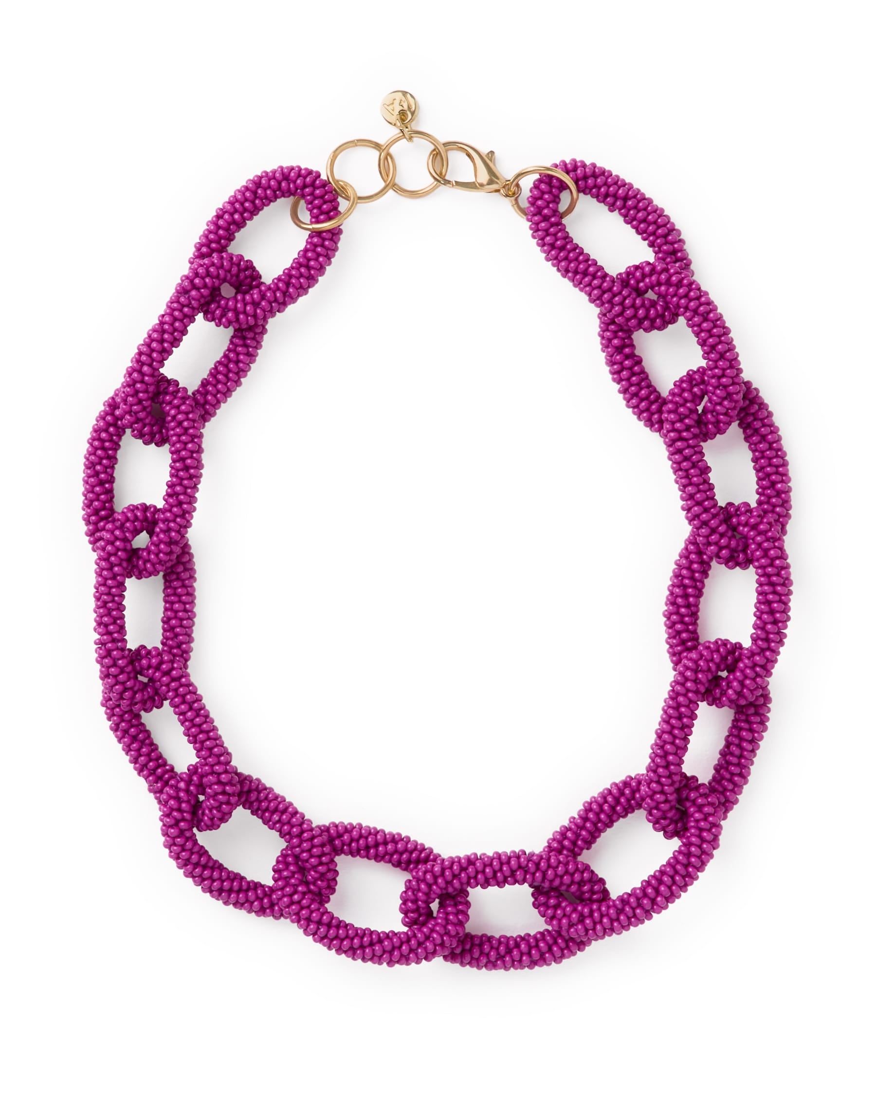 Jenna Chain Link Beaded Necklace Magenta