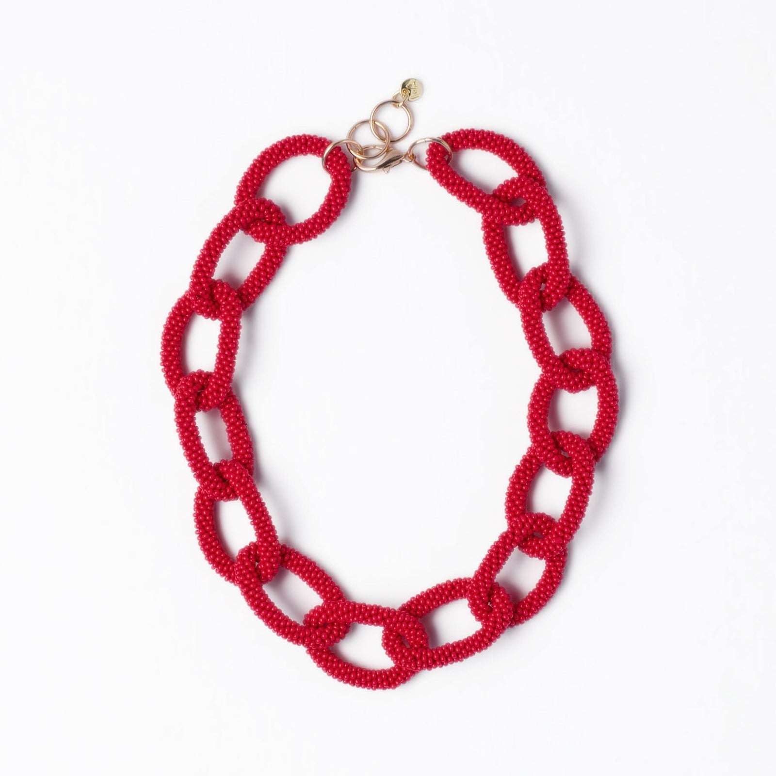 Jenna Chain Link Beaded Necklace Red Wholesale