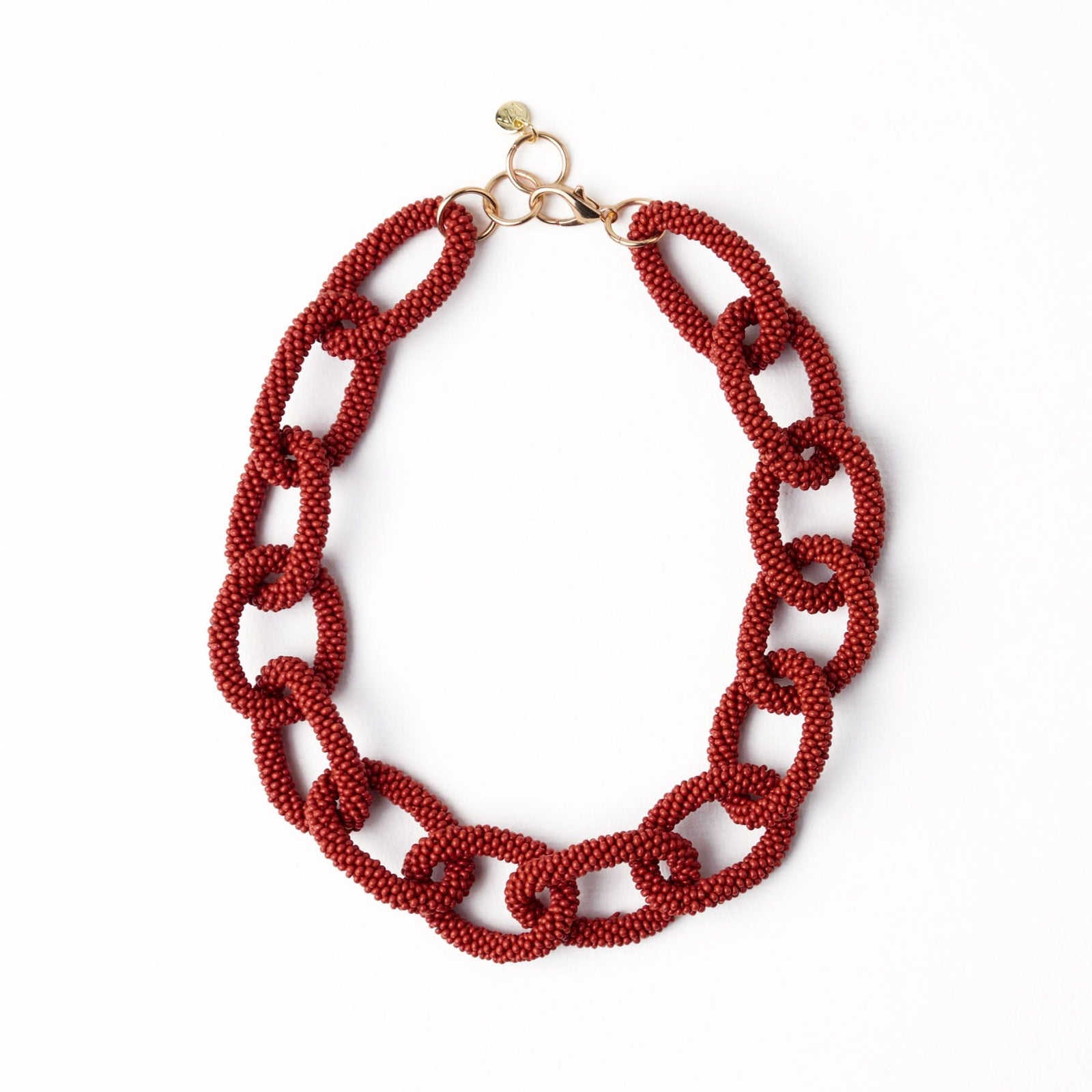 Jenna Chain Link Beaded Necklace Rust Wholesale