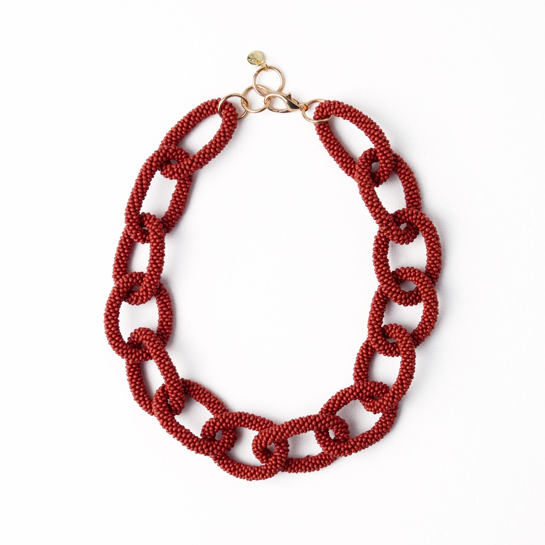 Jenna Chain Link Beaded Necklace Rust Wholesale