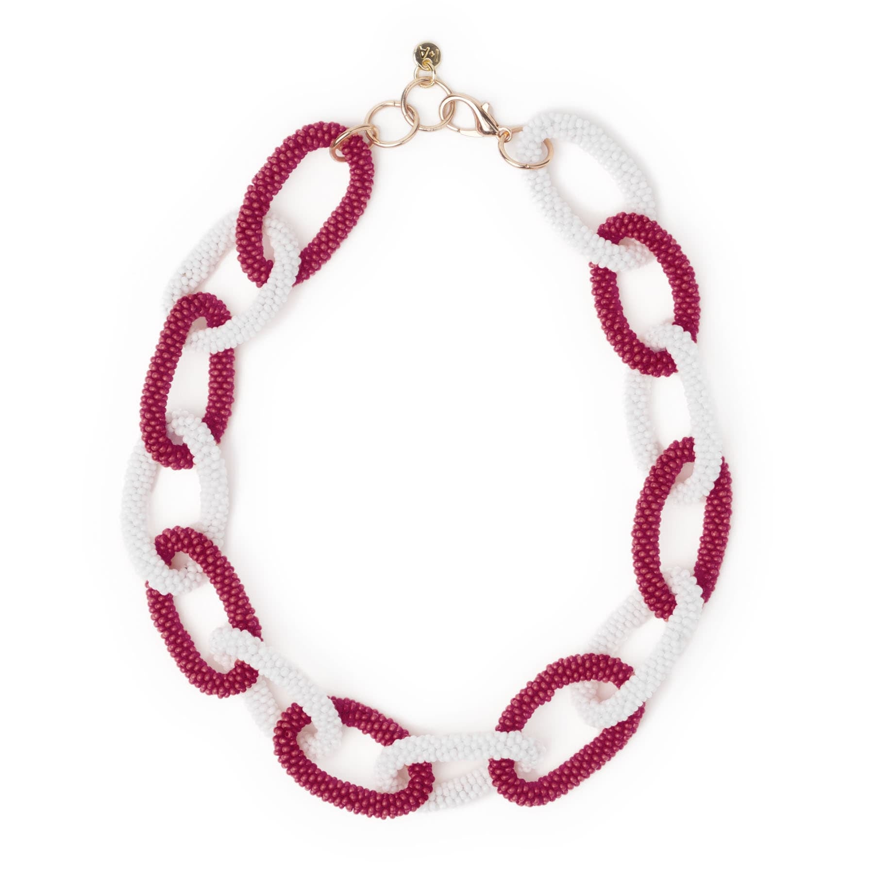 Game Day Chain Link Beaded Necklace Maroon + White Wholesale