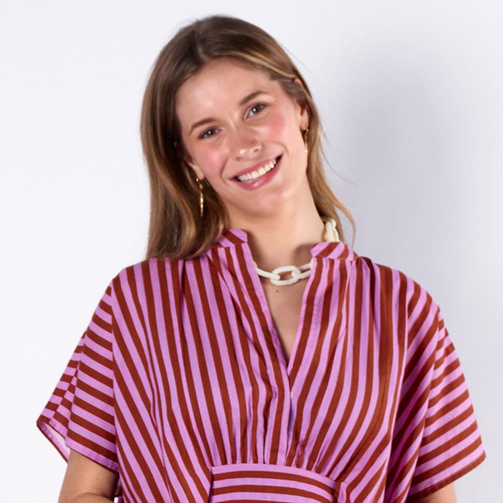 Jenna Chain Link Beaded Necklace Ivory Wholesale