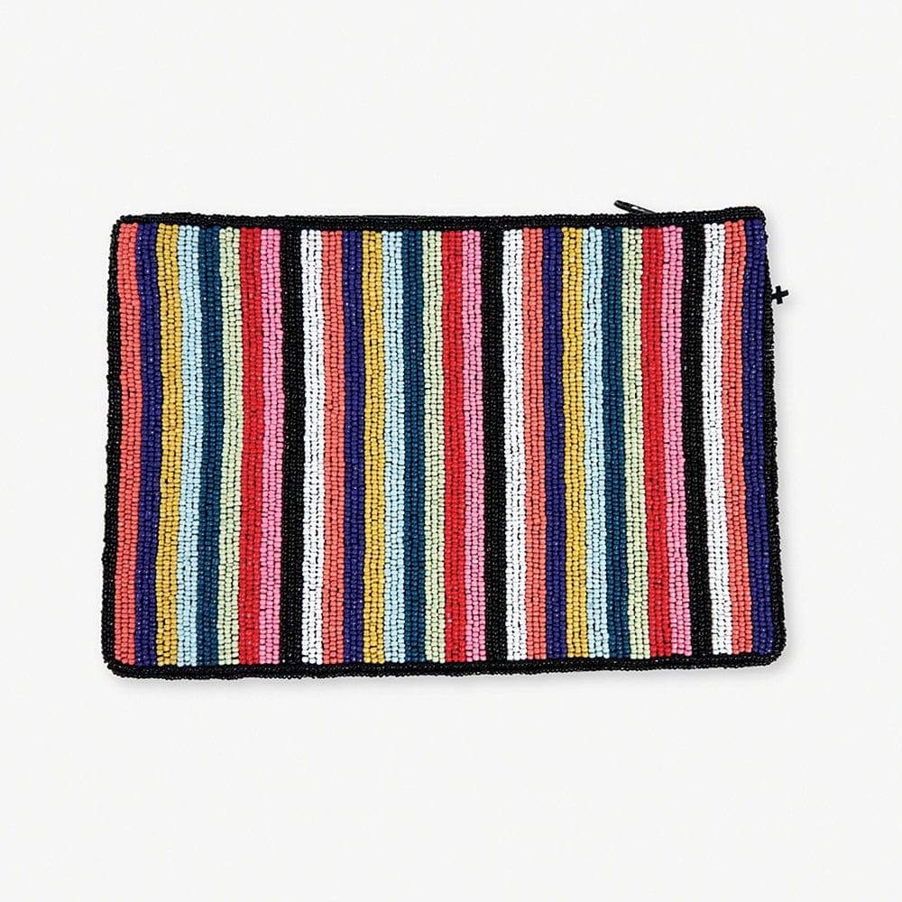 Annabella Vertical Stripes Beaded Clutch Multicolor Wholesale