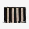 Margaret Striped With Fringe Luxe Beaded Clutch Black/Ivory Wholesale