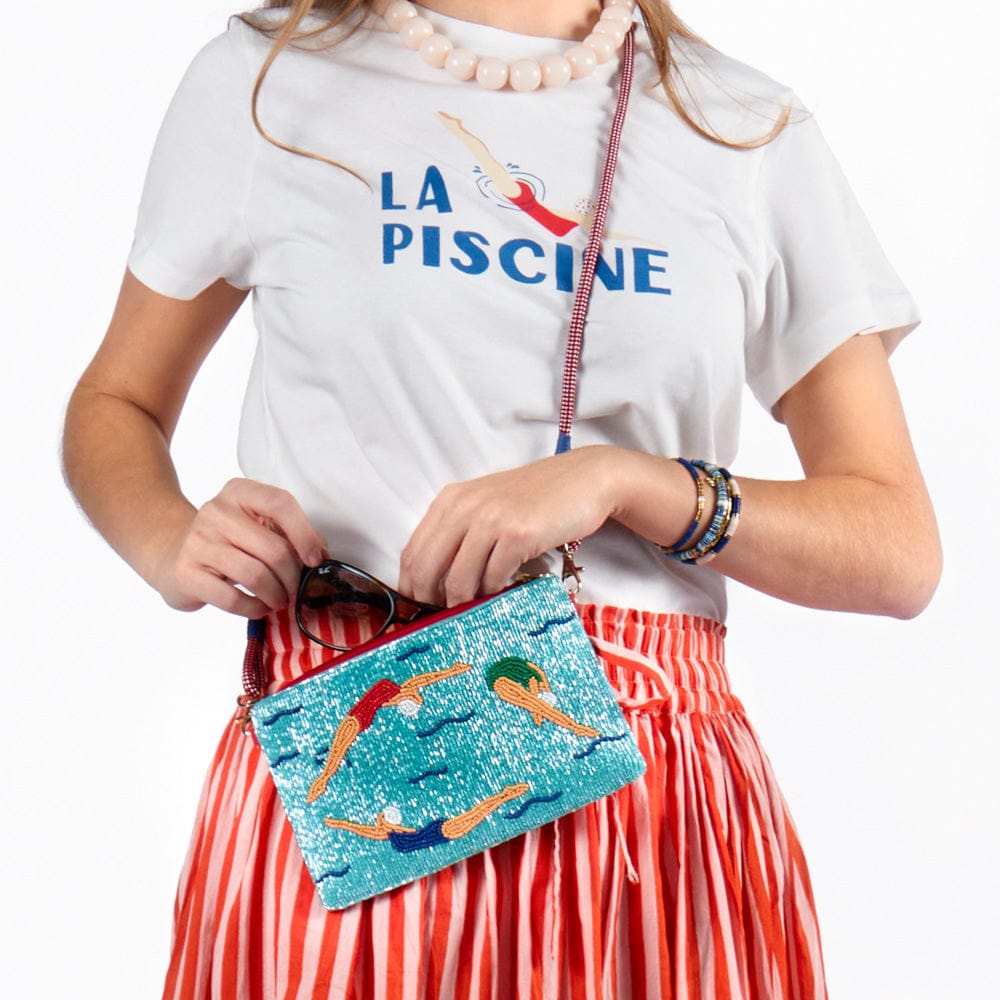 Leila Swimmers Seed Bead Clutch With Strap Wholesale