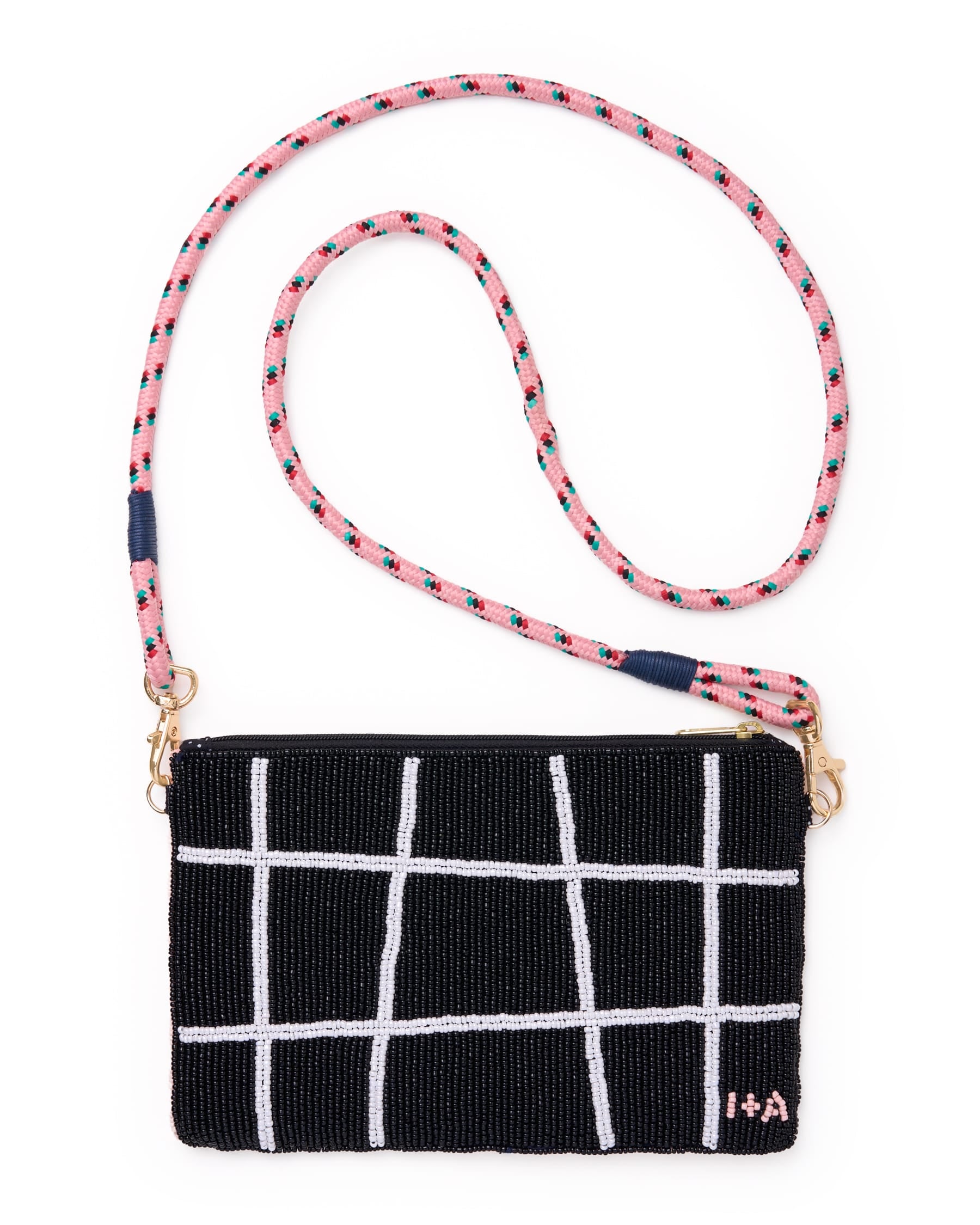 Leila Assorted Drink Seed Bead Clutch With Strap