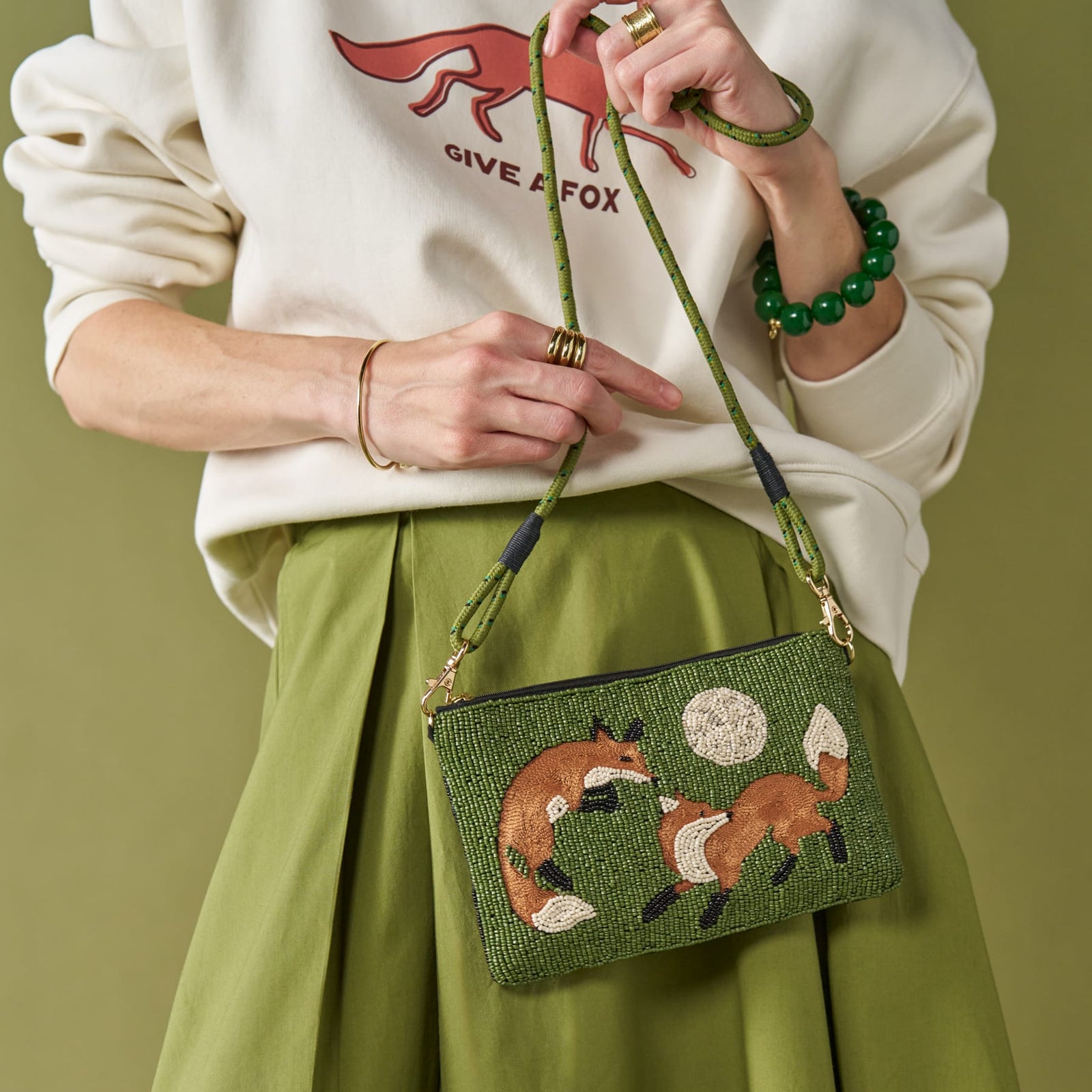 Leila Fox Seed Bead Clutch With Strap
