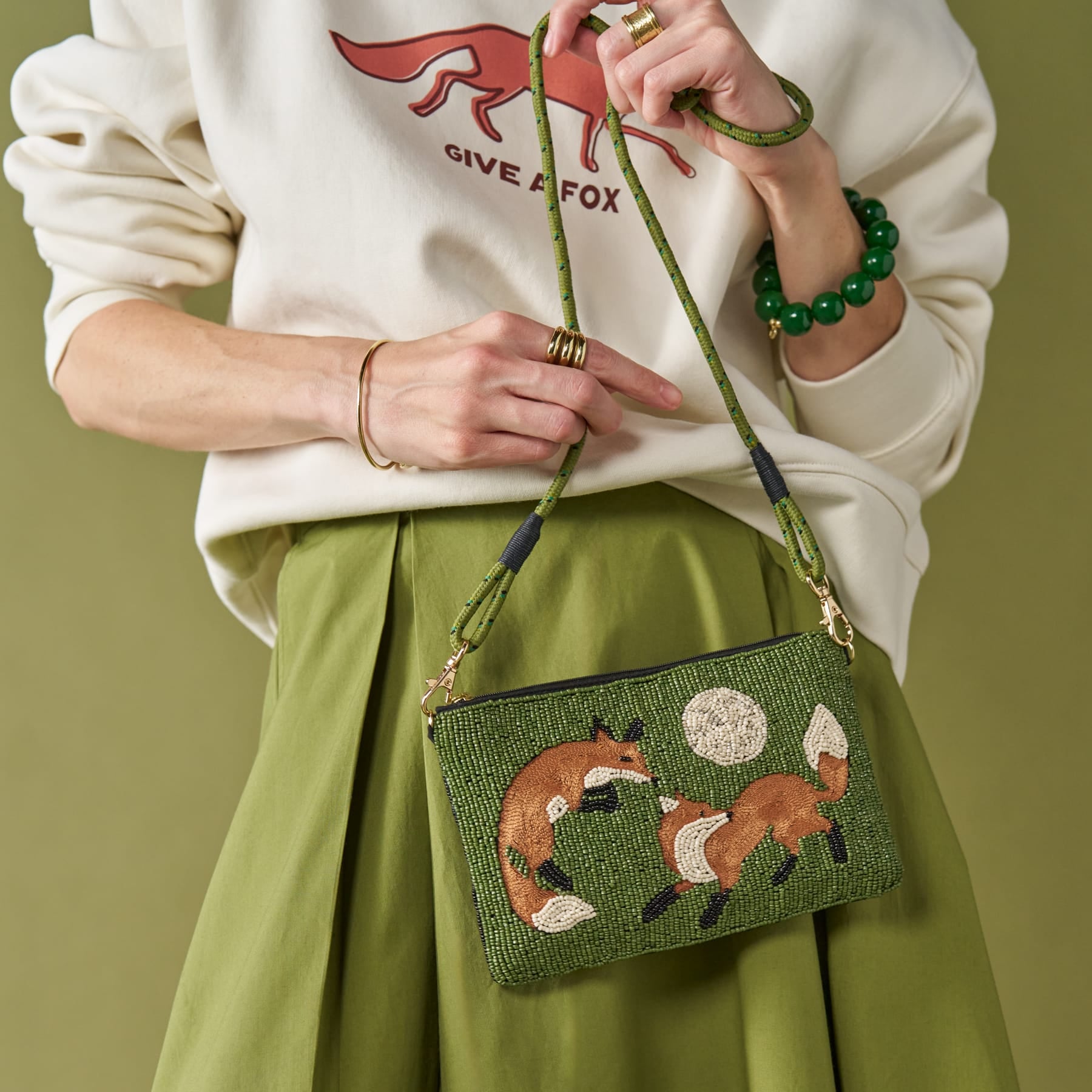 Leila Fox Seed Bead Clutch With Strap