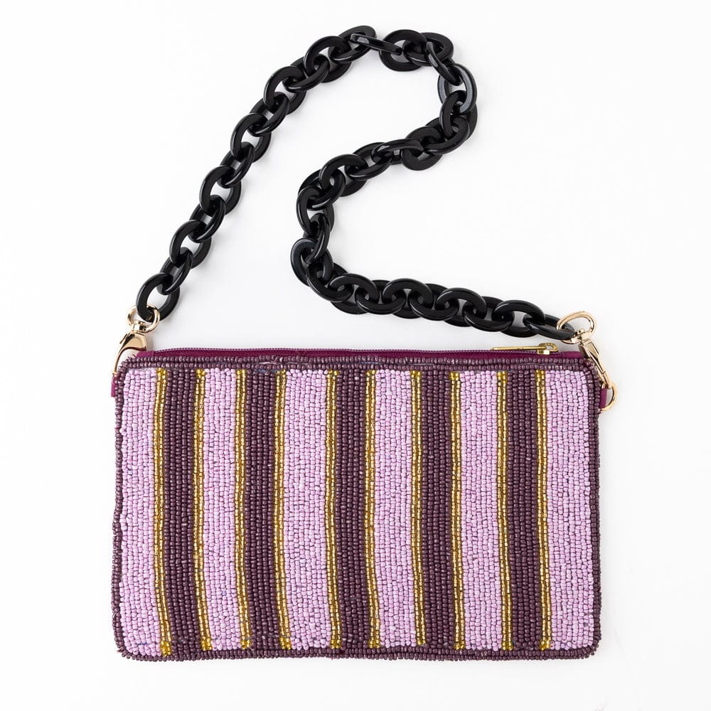 Elenor Embroidered Tiger Beaded Bag Purple Wholesale
