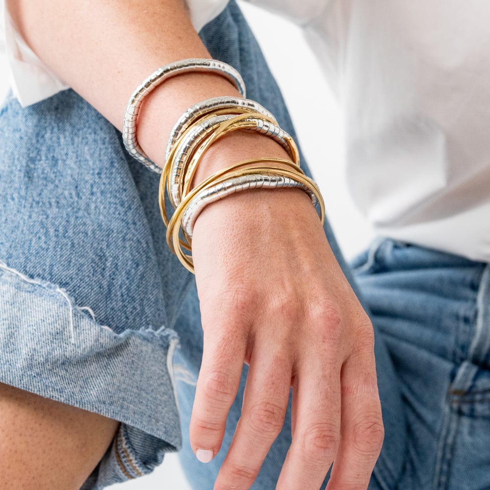 Lucille Round Bead Stretch Bracelet Silver Wholesale