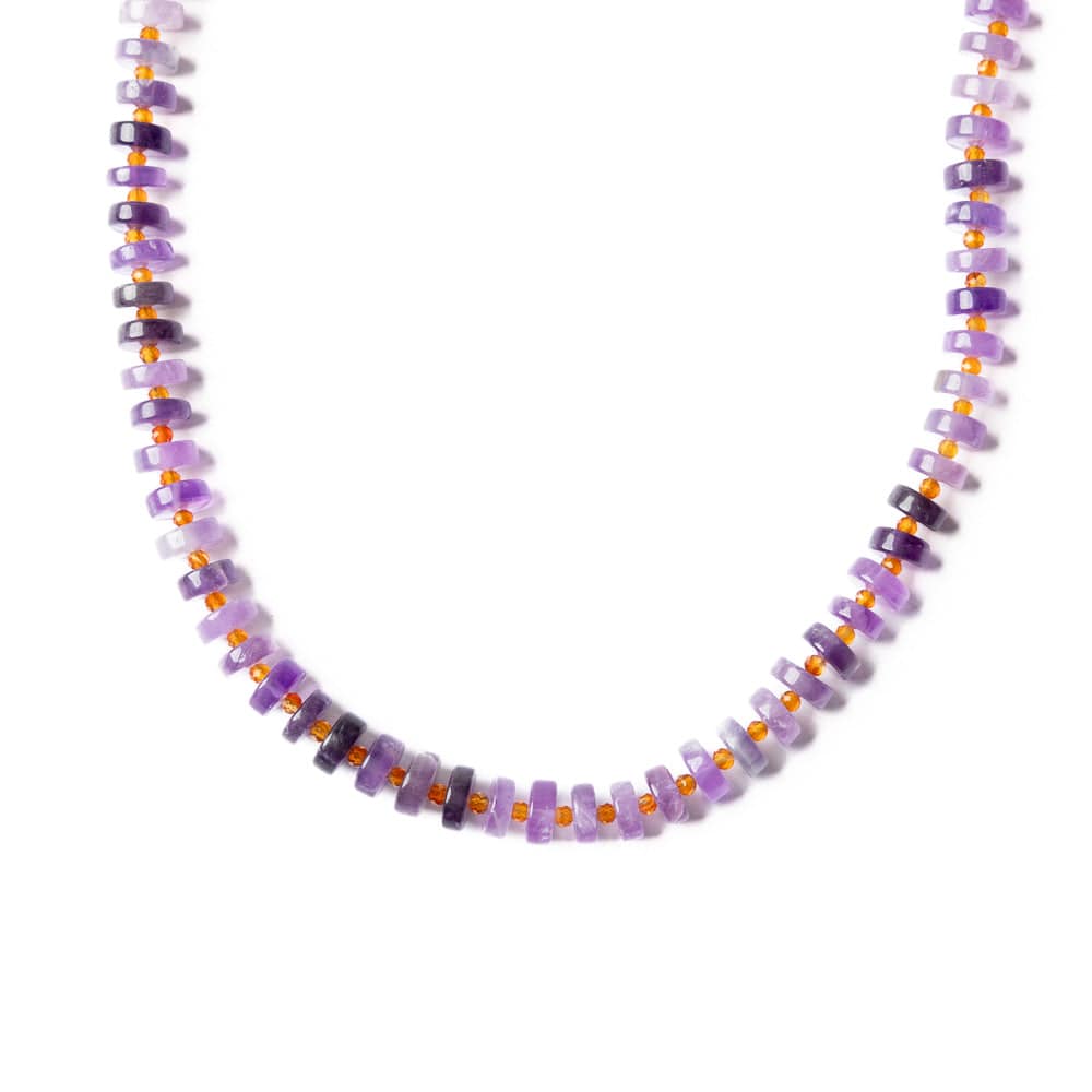 Vivianne Amethyst With Carnelian Necklace 18"