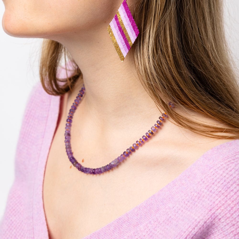 Vivianne Amethyst With Carnelian Necklace 18&quot;