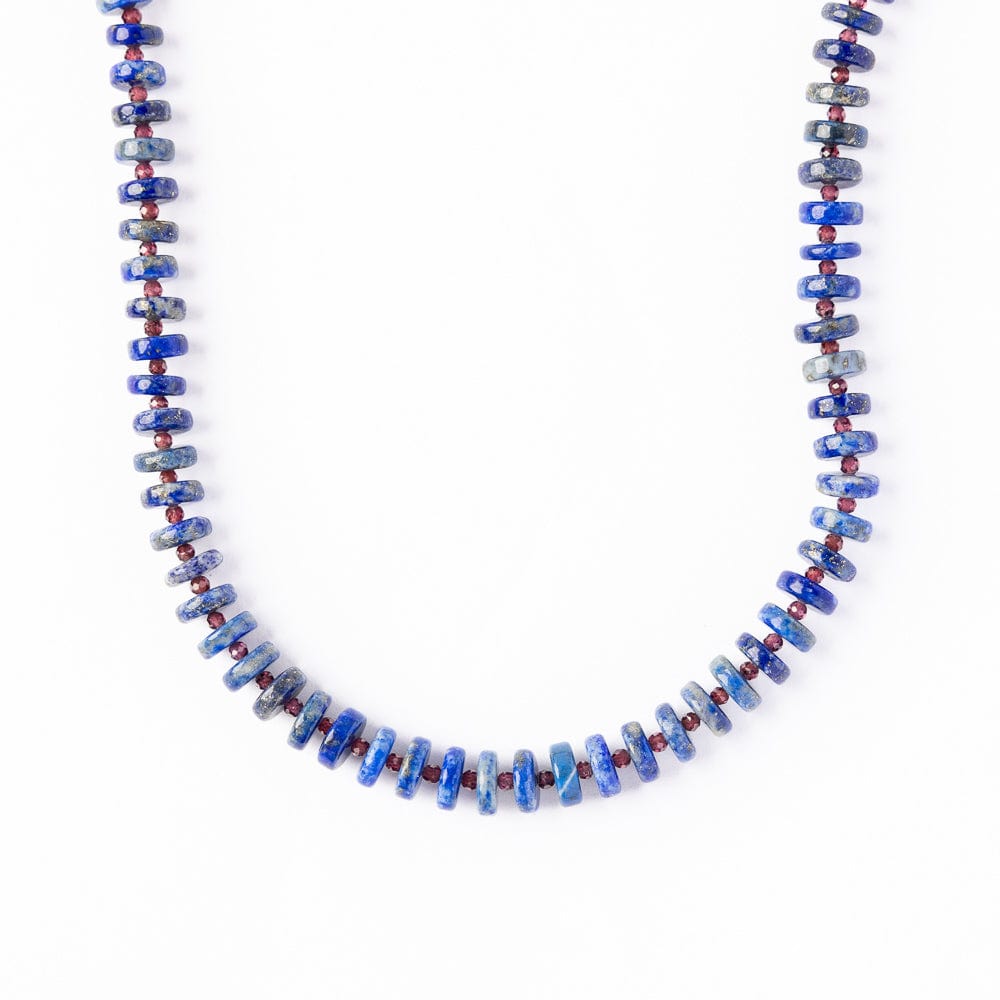 Vivianne Lapis With Garnet Necklace 18"