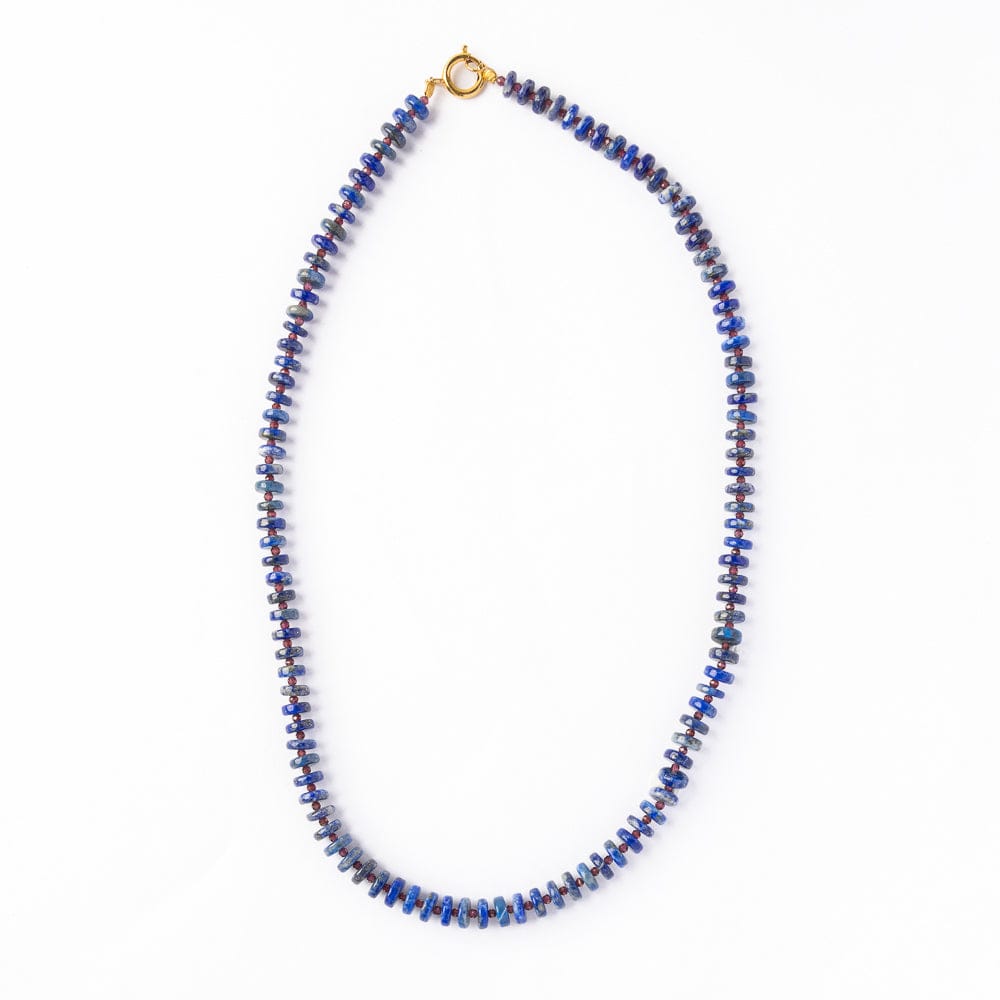 Vivianne Lapis With Garnet Necklace 18"