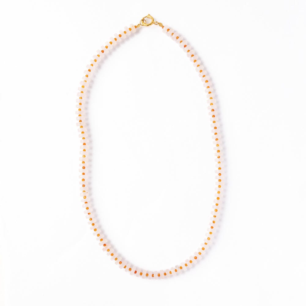 Vivianne Rose Quartz Disc With Carnelian Necklace 18"