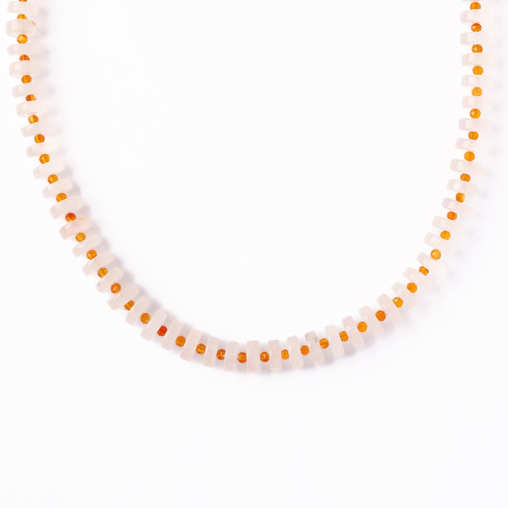 Vivianne Rose Quartz Disc With Carnelian Necklace 18"