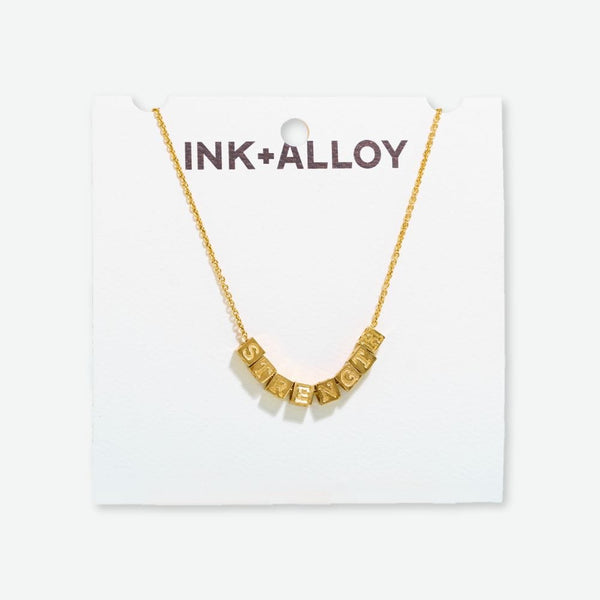 Goldie Chain Necklace with Brass Letters 16