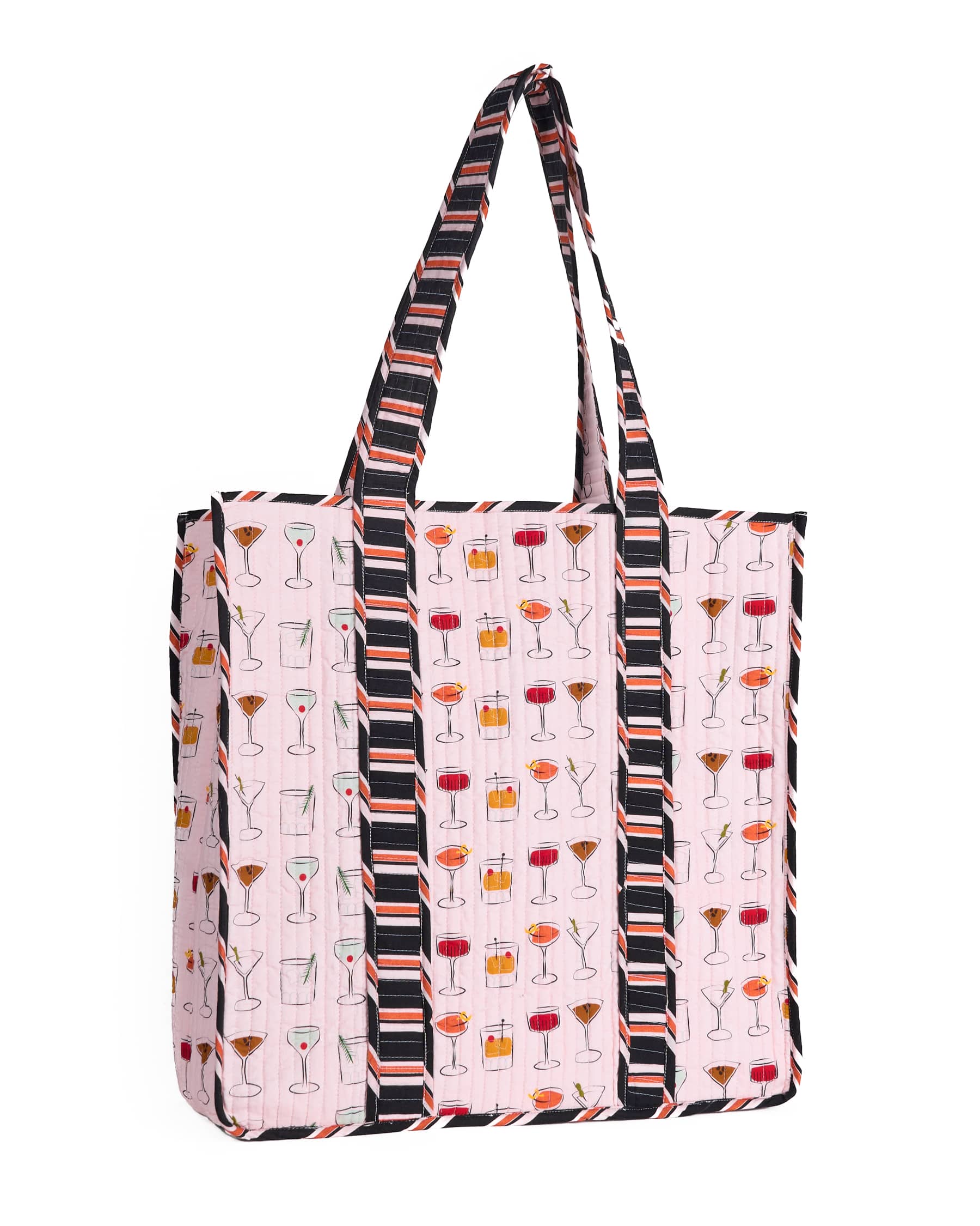 Evie Cocktails Reversible Quilted Tote Bag Blush