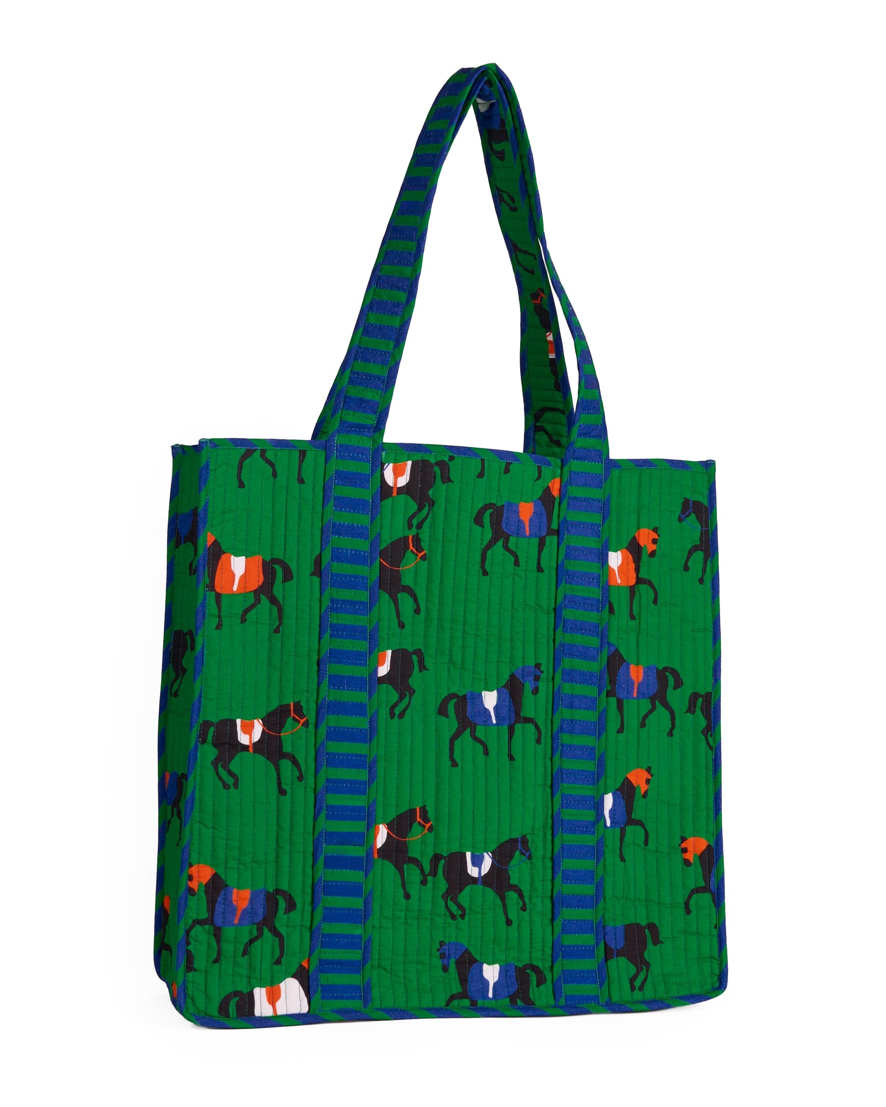 Evie Equestrian Reversible Quilted Tote Bag Green