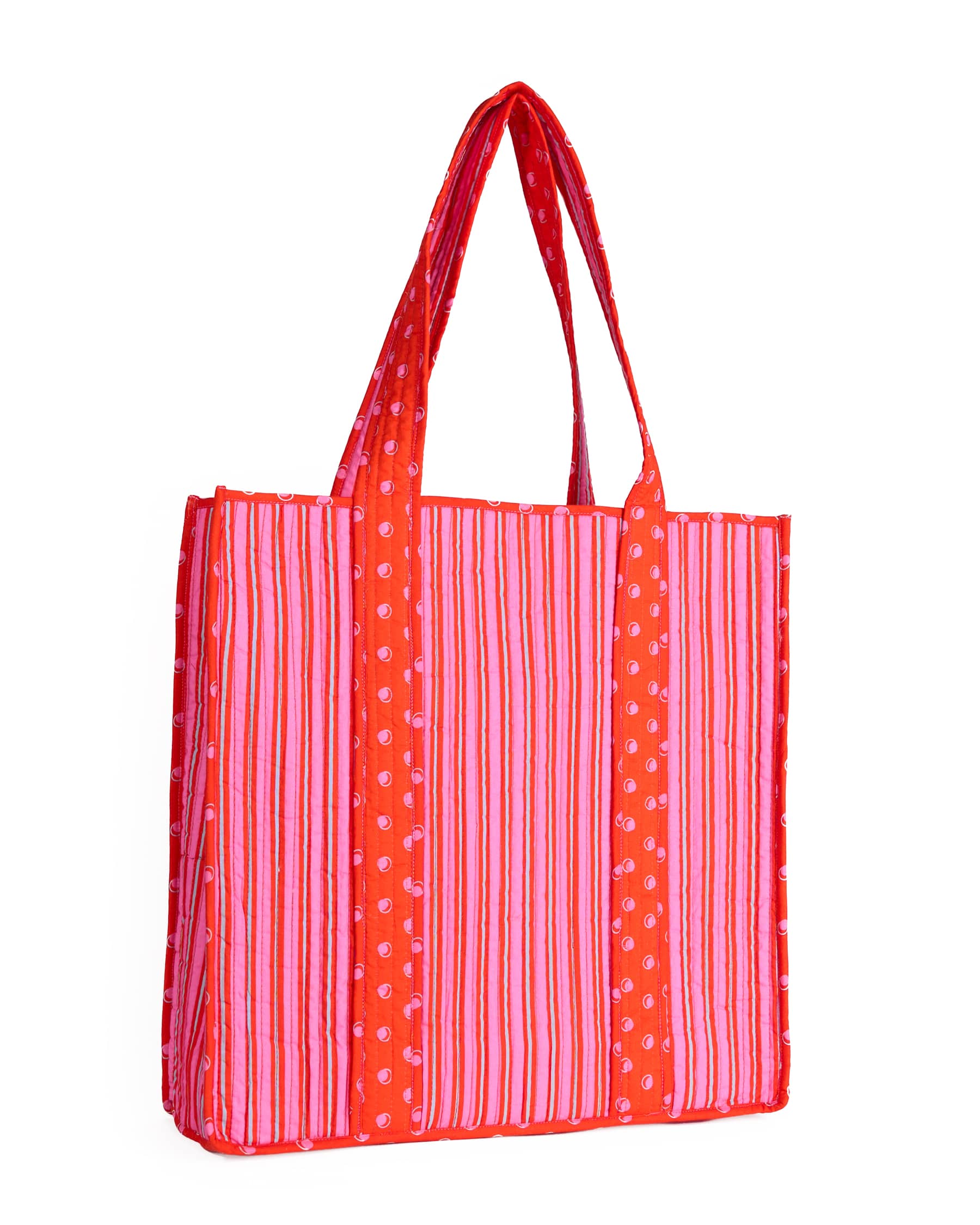 Evie Reversible Quilted Tote Bag Hot Pink + Orange