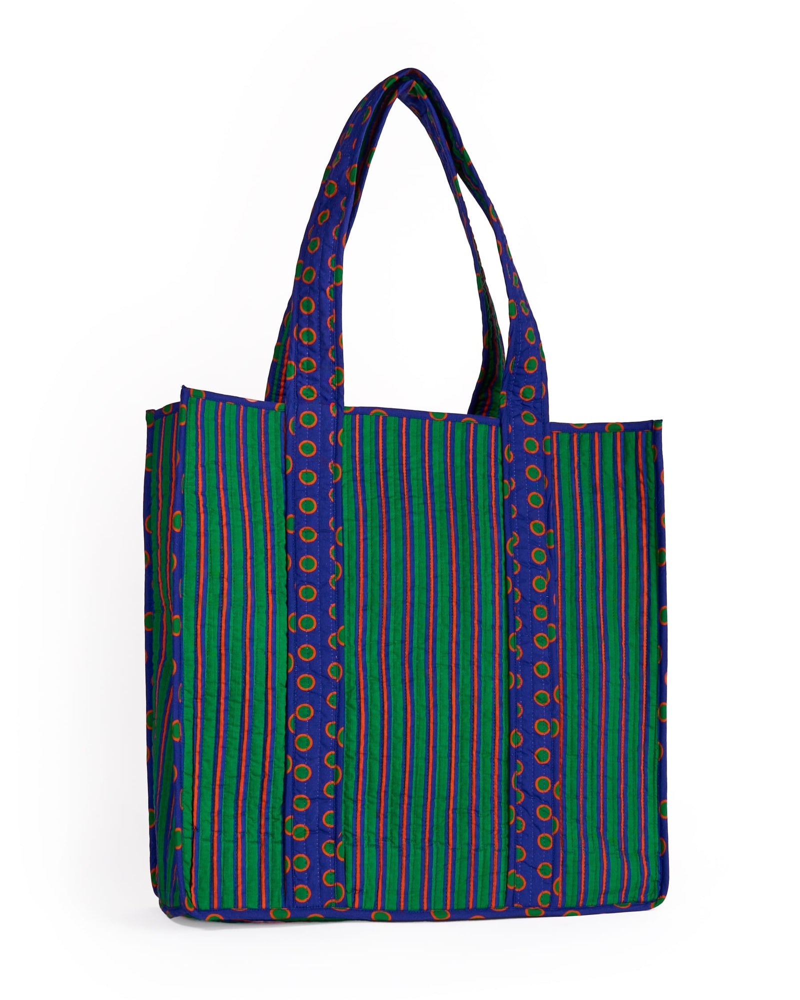 Evie Reversible Quilted Tote Bag Navy + Green