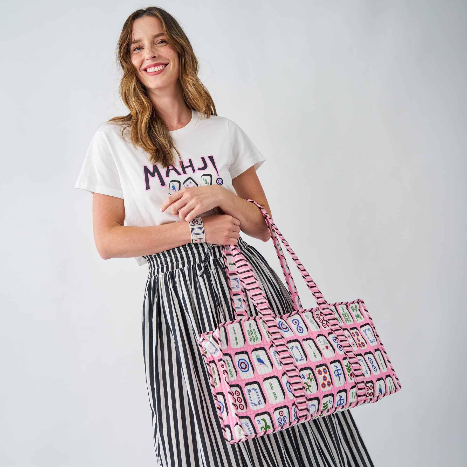 Kaya Mahjong Zippered Game Bag Pink