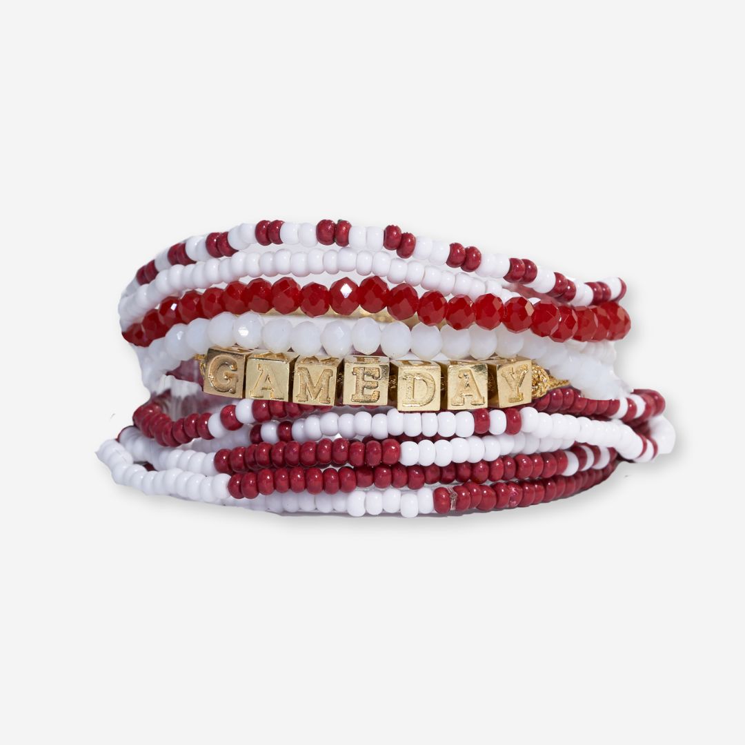 Bracelet Stack Game Day White + Crimson Wholesale