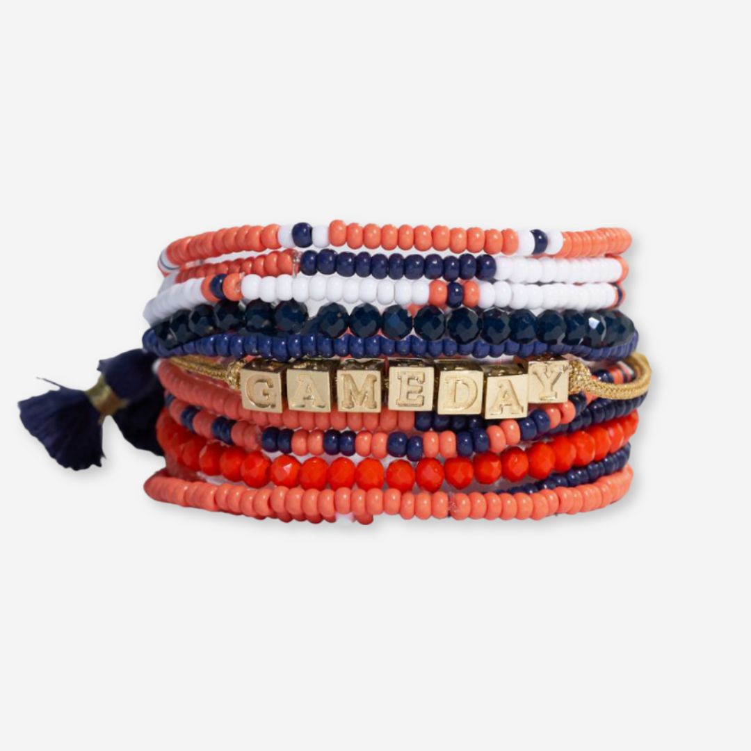 Bracelet Stack Game Day Navy + Orange + White Wholesale