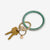 Shannon Two Color Woven Raffia Key Ring Kelly Green/Pink Wholesale